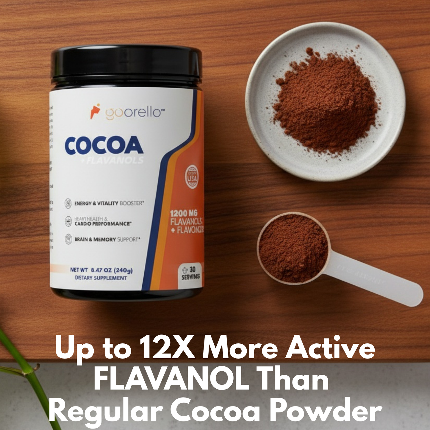 Goorello™ COCOA + FLAVANOLS: Nitric Oxide Booster for Uncompromised Brain & Heart Health