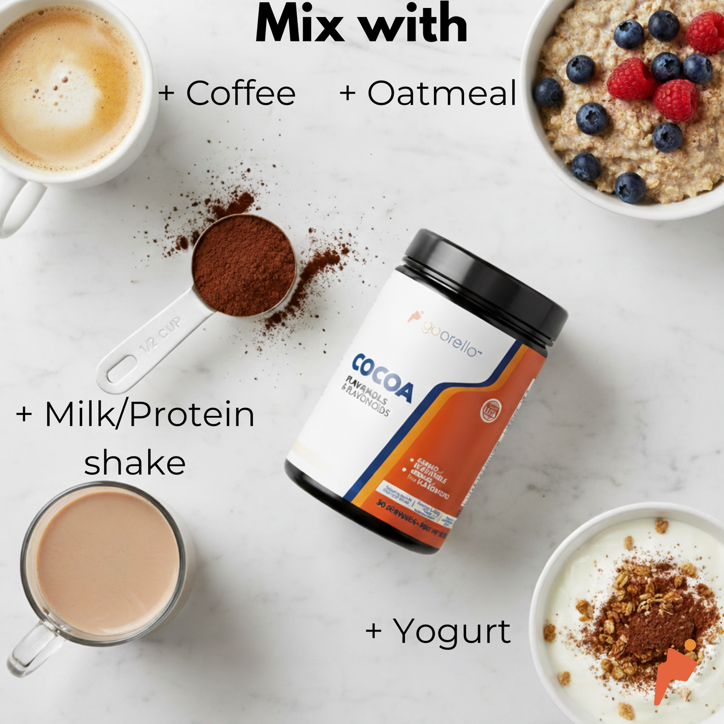 Goorello™ COCOA + FLAVANOLS: Nitric Oxide Booster for Uncompromised Brain & Heart Health