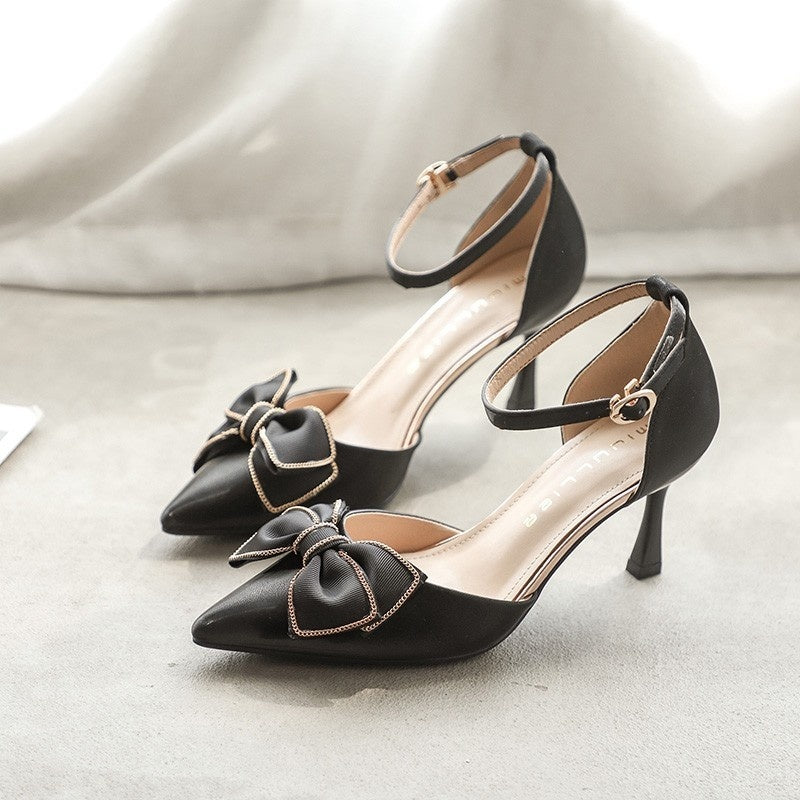 Elegant Bow High Heels Women's Buckle Stiletto