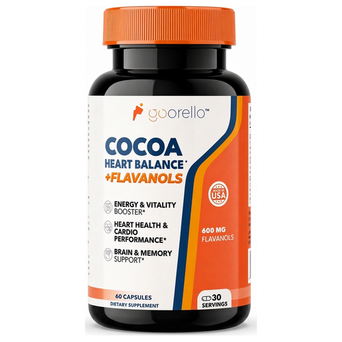 Goorello High-Flavanol Cocoa Capsules jar, 60 capsules