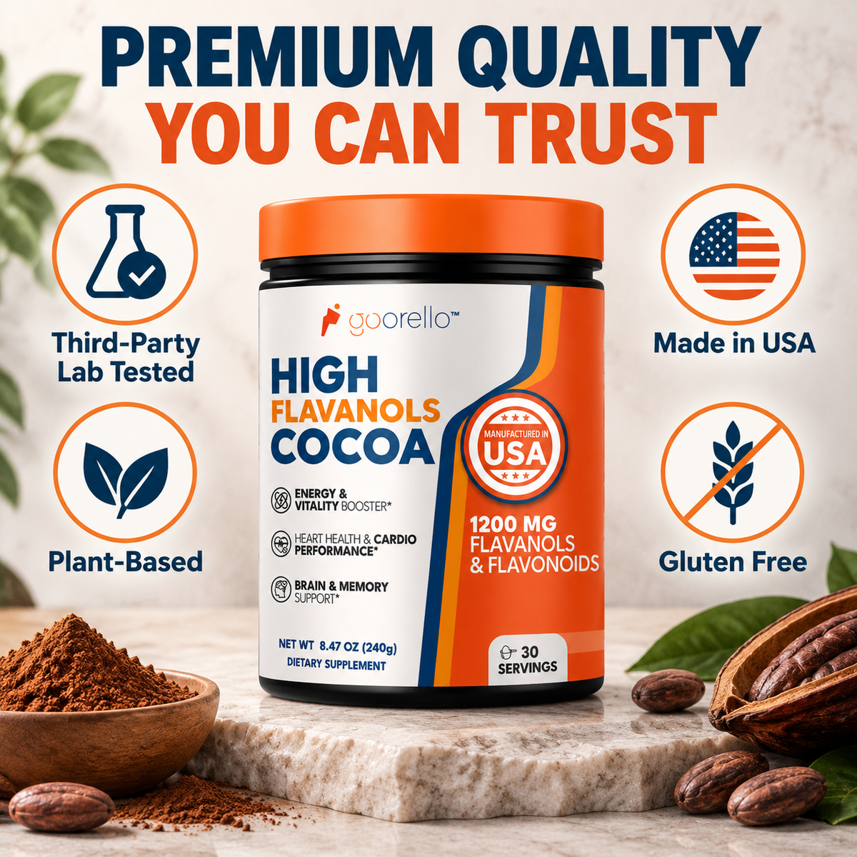 Goorello High Flavanols Cocoa Powder – Vegan