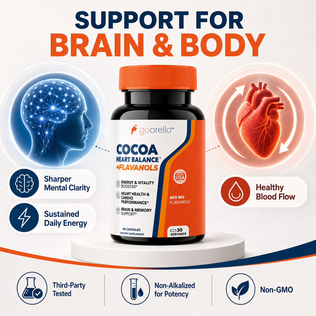 High-Flavanol Cocoa Capsules – Heart & Focus Support