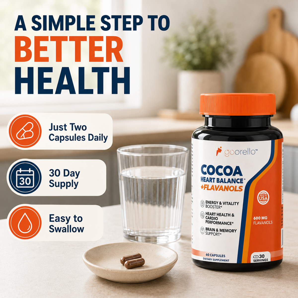 High-Flavanol Cocoa Capsules – Heart & Focus Support